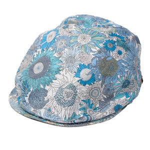 GREVI WHITE & SKY BLUE, FLORAL PRINT IVY CAP | MENS SIZE L